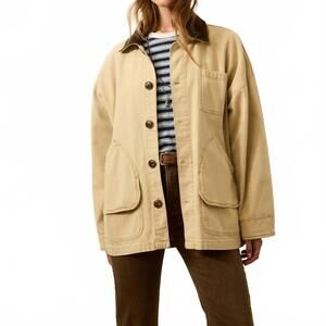 NEW FAHERTY sunwashed canvas barn jacket in sandy khaki